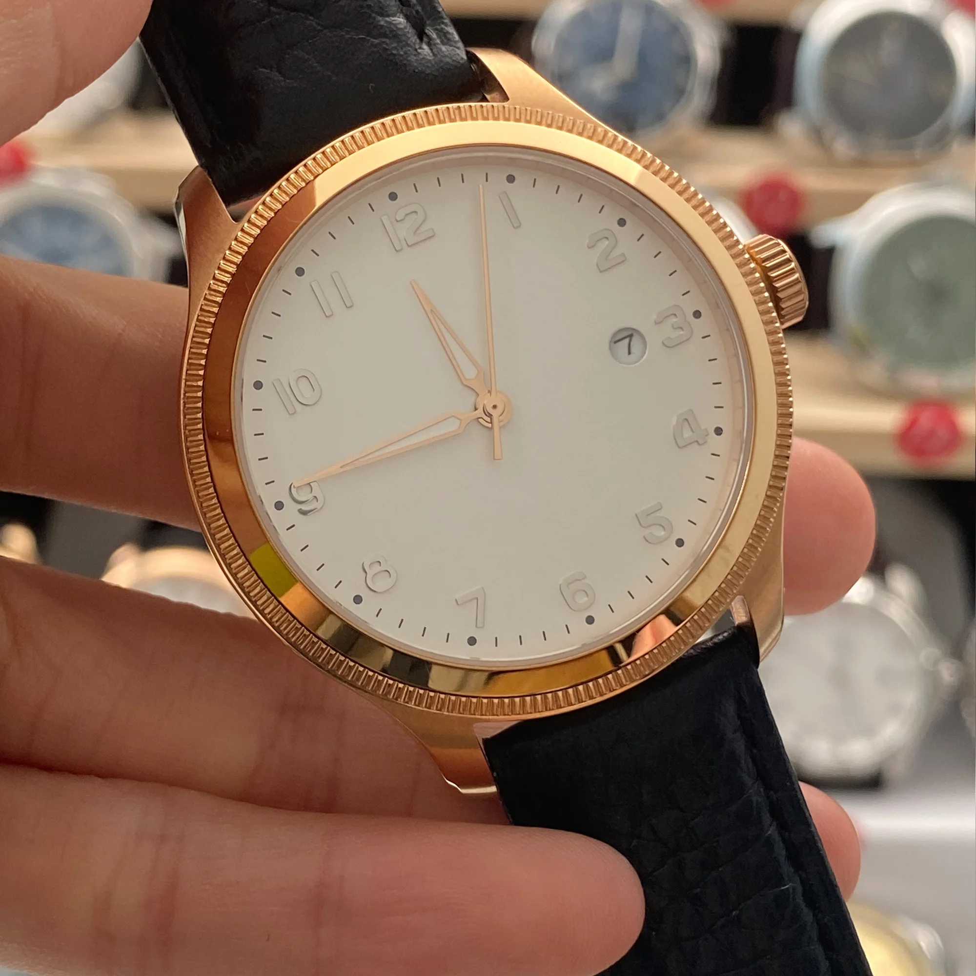 Fashion Parnis 41mm Rose Gold Case Mechanical Automatic Men Watch Leather Strap Sapphire Crystal Watches For Men 2026 Man Clock
