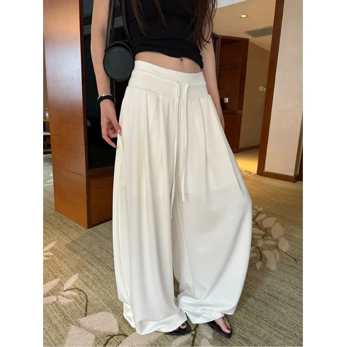 Fashionable Comfortable Slouchy Yoga Pants Smooth Lazy Feel Dongda Gate Style Wide Leg Casual Pants Soft Stretchy Cotton Trou...