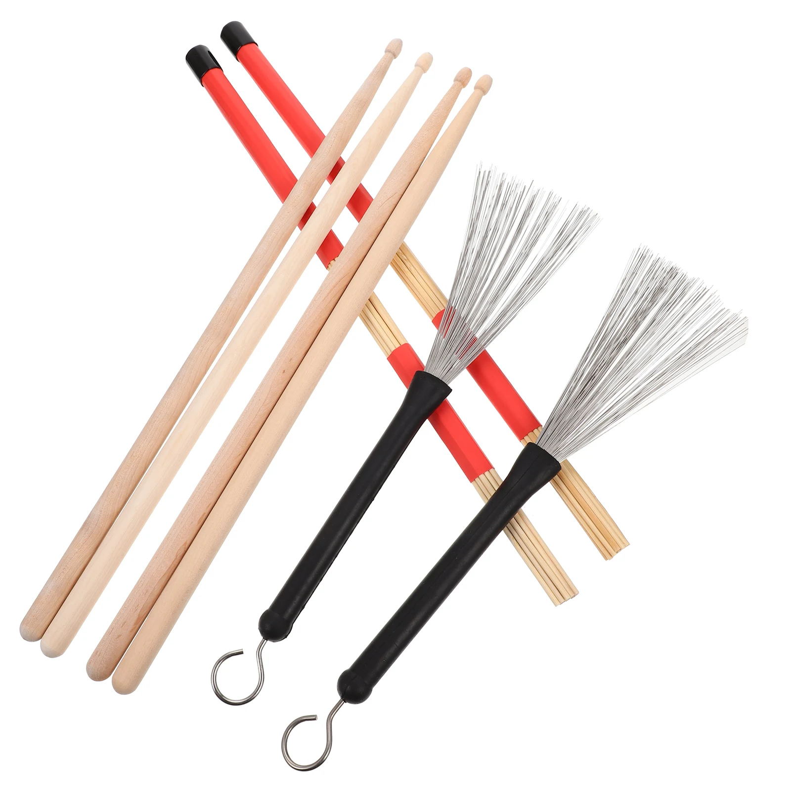 

Drum Stick Set Drumsticks Brushes Kit Accessories Percussion Steel Wire Bamboo for Drumming Child