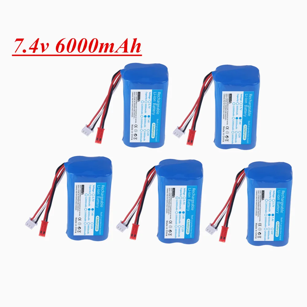 7.4V 6000mAh Li-ion Rechargable Battery JST Plug for HuanQi 957/948/848B/827B/823/955/956/957/948 MJX F45/T55 RC Car