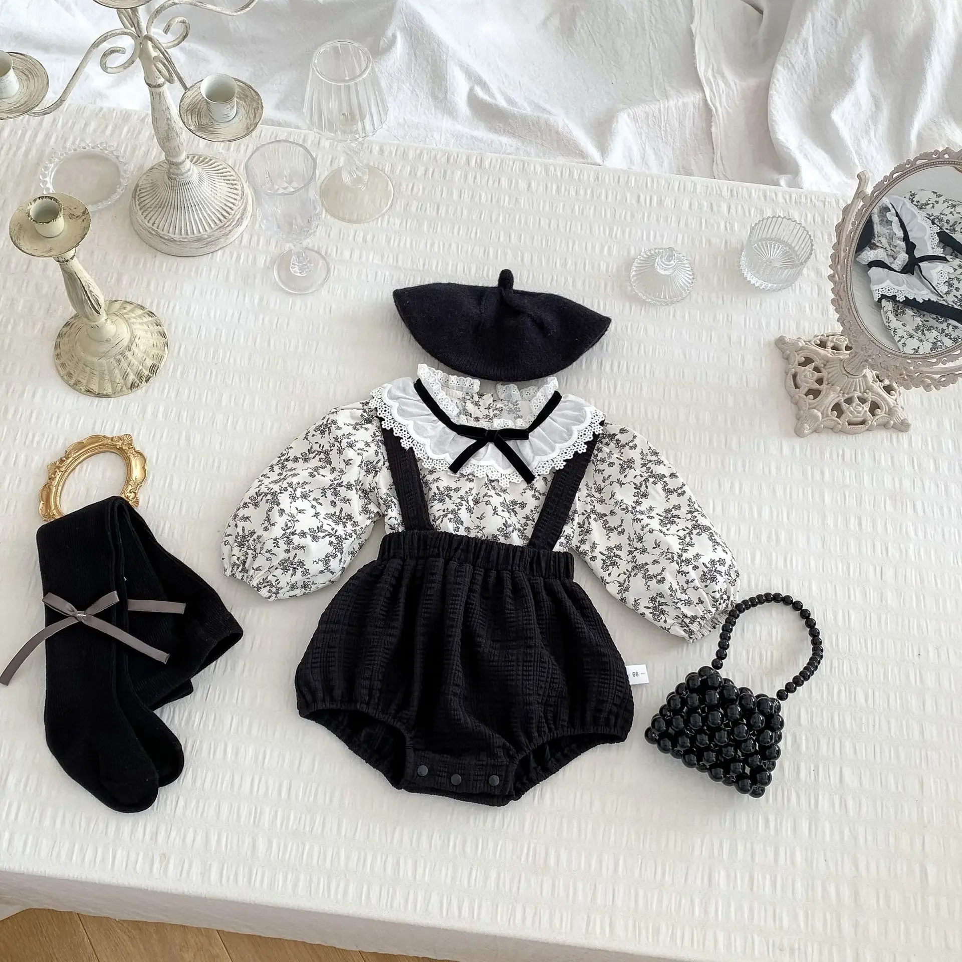 MILANCEL Baby Spring Clothes 0-3Y Infant Girls Straps Bodysuit Tollder Suspenders One Piece Shorts Optional Shirt