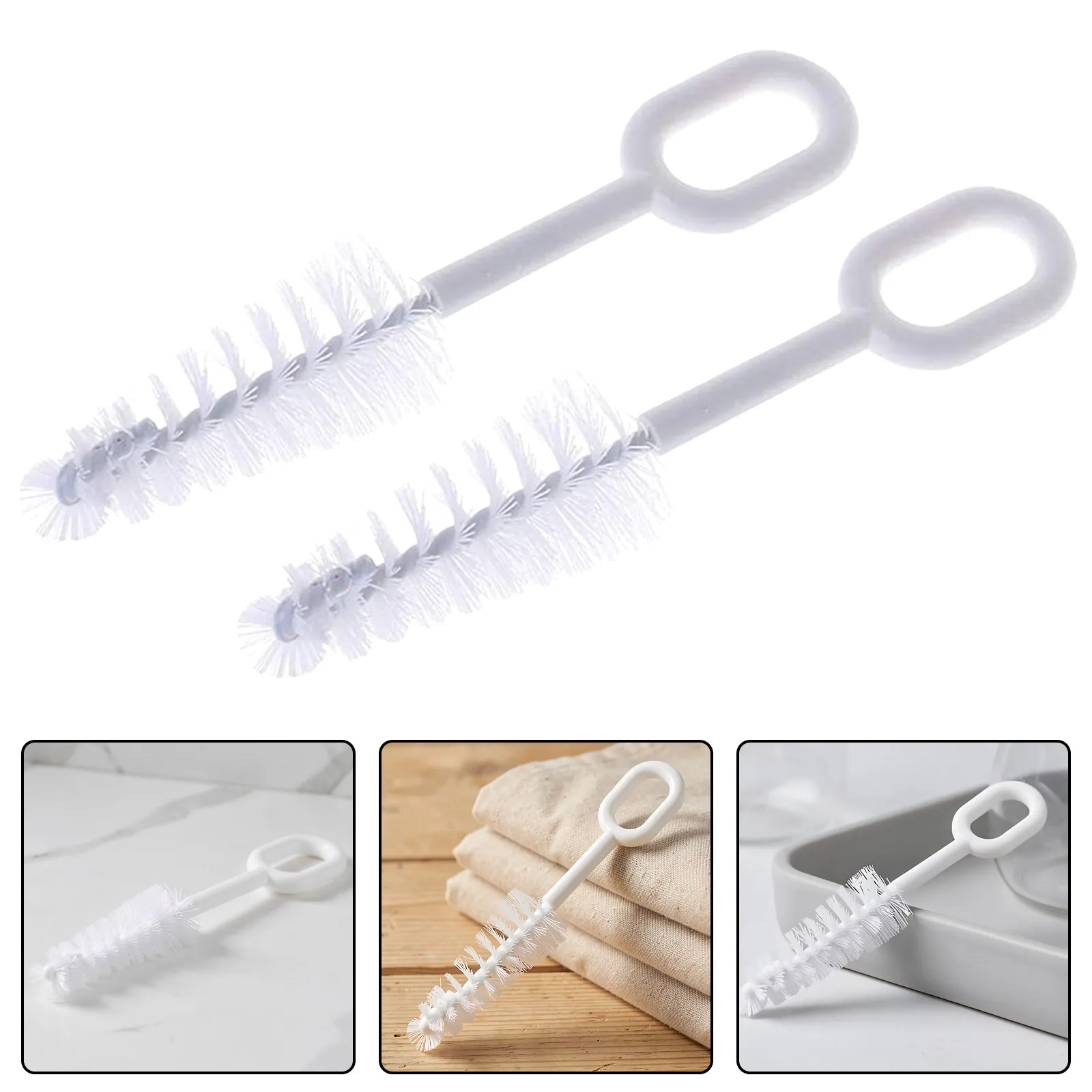 50Pcs White Bottle and Nipple Cleaning Brush Soft Bristle Baby Feeding Bottle Cleaner for Milk Residue Removal