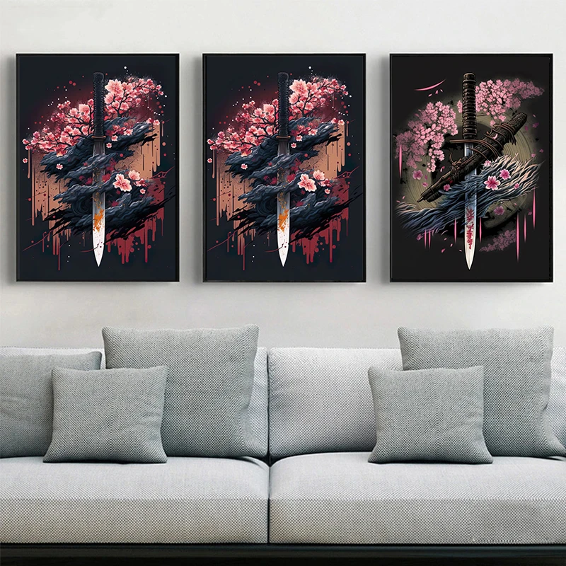 The Way of Samurai  Katana Japanase  Ancient Weapon Sword Poster and Canvas Printing Wall Art Picture for Living Room Home Decor