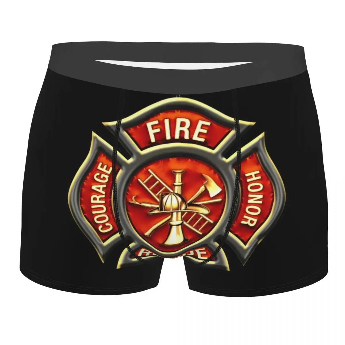 Red Fire Department Badge firefighter Man's Underwear Highly Breathable High Quality Birthday Gifts