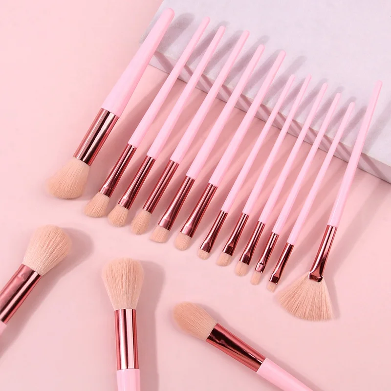 15 Uds. Brochas de maquillaje rosas, cerdas sintéticas Premium, base en polvo, sombra de ojos, juego completo de brochas de maquillaje