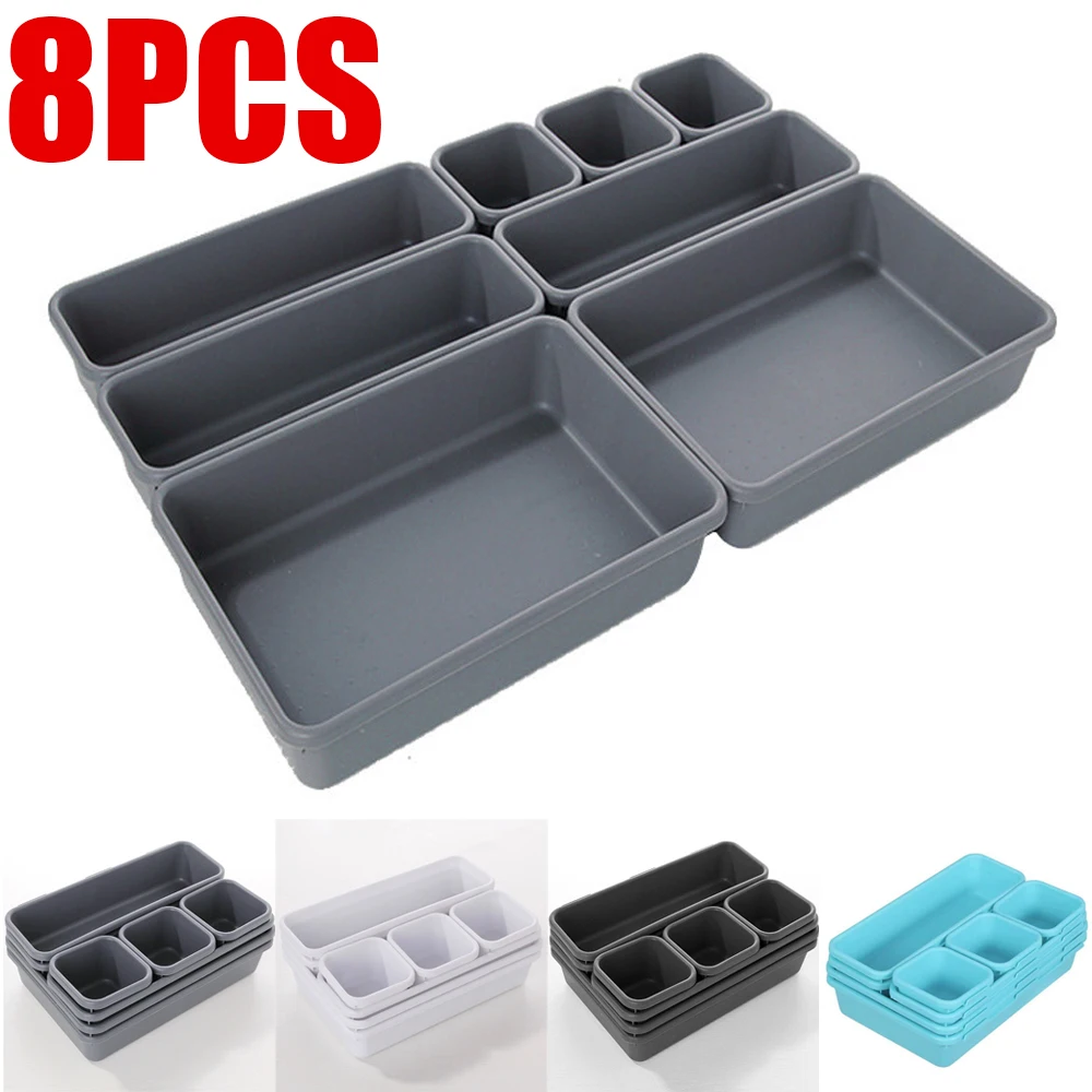 

8pcs/set Adjustable Drawer Organizer Box Trays Kitchen Bathroom Closet Divider Holder Home Office Desk Storage Box организатор