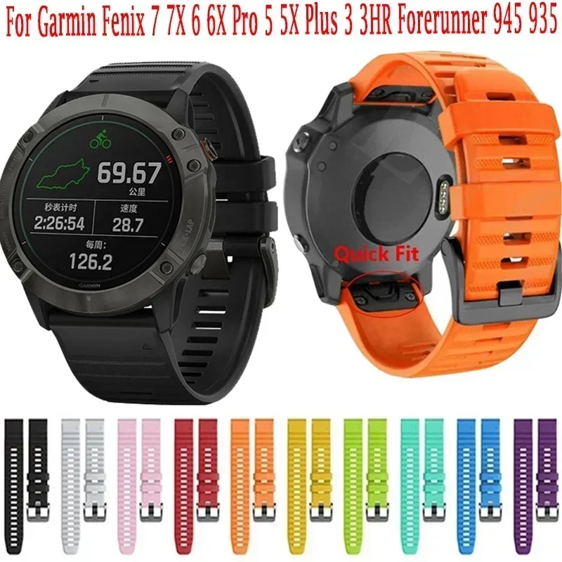 Quickfit Silicone Band For Garmin Fenix 7 7X Pro 6X 6 Pro 5 5X Plus Forerunner 965 955 Watch Strap 26mm 22mm Wristband Bracelet