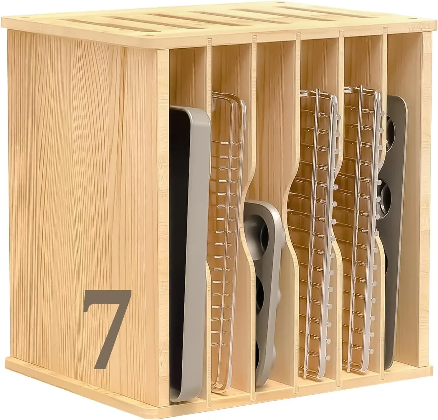 Wooden Tray Dividers for Cabinets, Cookie Sheet Organizer for Cabinet, Baking Sheet Pan Organizer for Kitchen Organizers