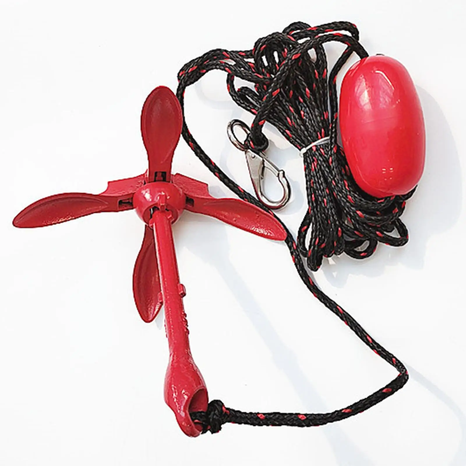 Red 3.5 Boat Anchor Folding Grapnel Anchor Rust Resistant Galvanized Foldable