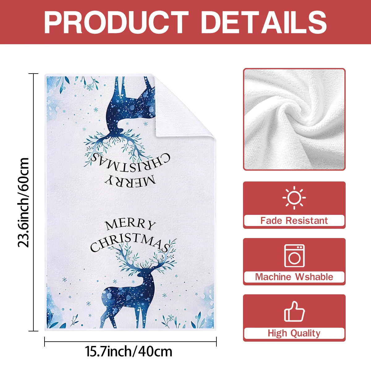 2/4 قطعة مناشف مطبخ عيد الميلاد، أزرق أسود شبكة الجاموس مزرعة شجرة عيد الميلاد شاحنة نمط أطباق، منشفة سهلة التنظيف #2