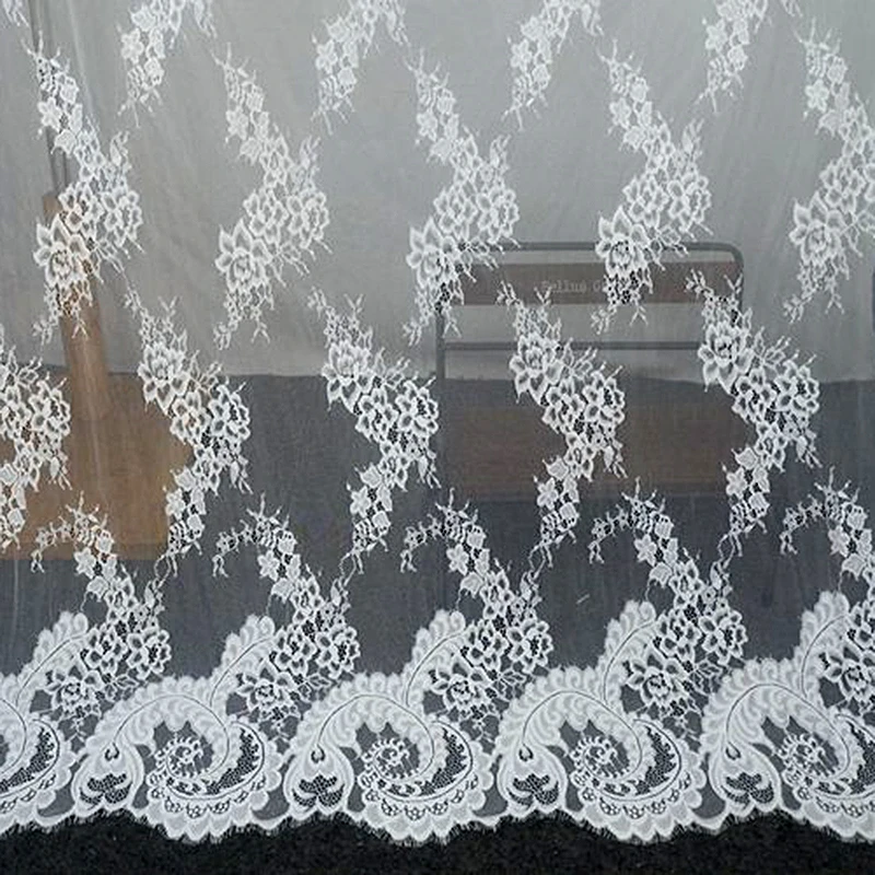 Off White Eyelash Lace Fabric French 300cm Length /pc DIY Bride Veil Home Decoration Fabric