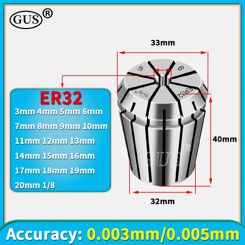 Imagem -02 - Precisão Primavera Collet para Máquina de Gravura Centro de Usinagem do Eixo aa up 0003 0005 mm Er11 Er16 Er20 Er25 Er32 1pc Alta