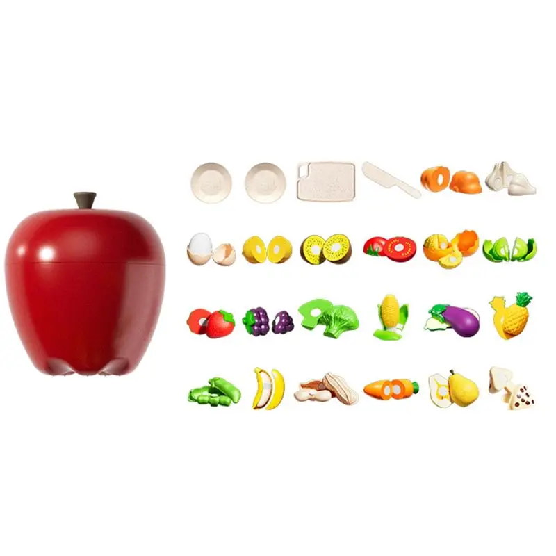 Jeu de découpe de fruits et légumes pour enfants, ensemble de 25 pièces de nourriture, jeu de rôle éducatif, cuisine, simulation de fille de 3 ans