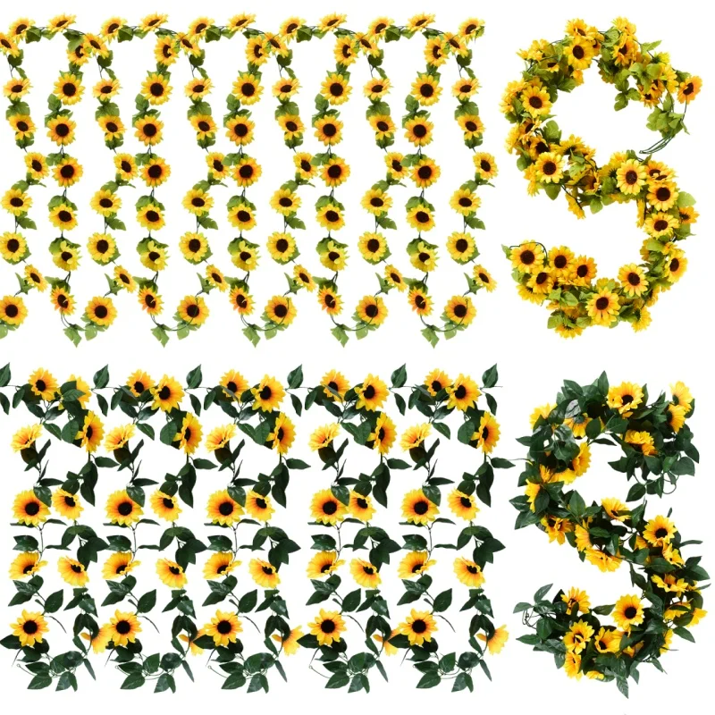 

Artificial Sunflower Vine Silk Plant Rattan Garland Fake Flower Wedding Home Garden Arch Decoration DIY Wall Hanging Wreath