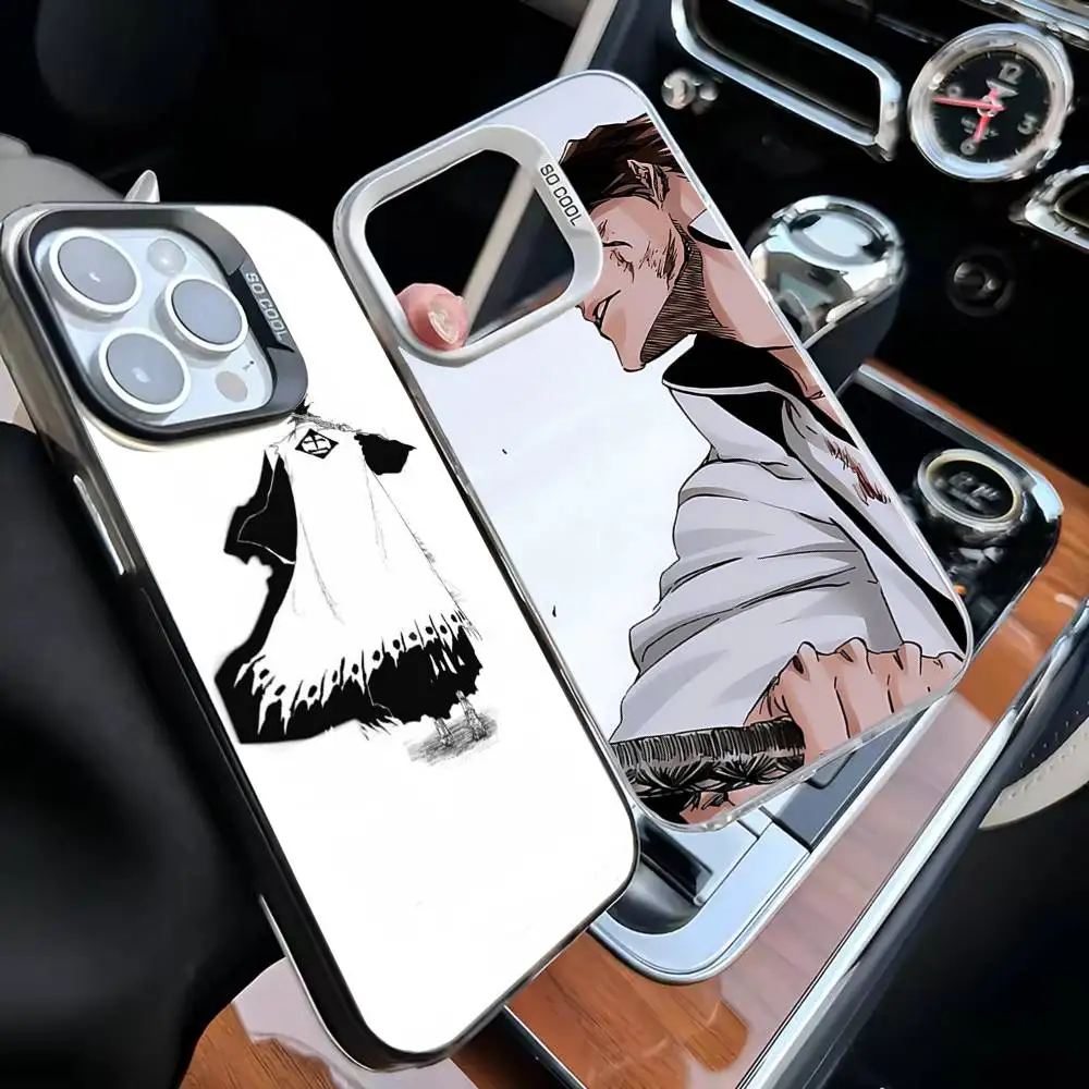 

I-Ichigo K-Kenpachi Bleach Anime Phone Case For iPhone 16,15,14,13,12,11,Mini,Pro,MAX White Matte Shockproof Cover