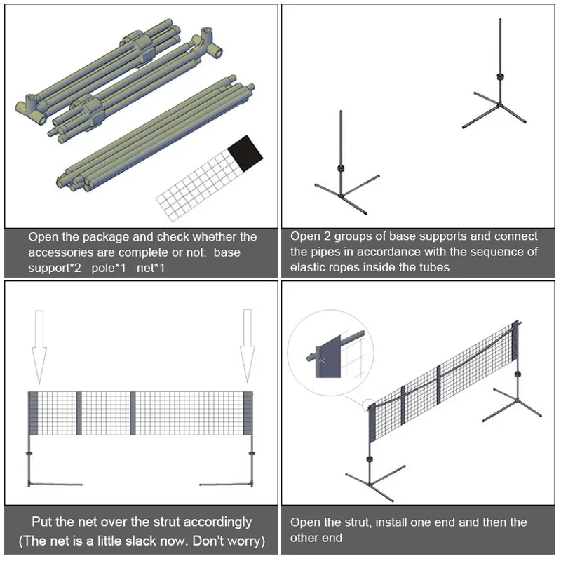 2 Set  Badminton Racket Products  Nylon Rope Net Badminton Set with Net Portable Outdoor Easy Install