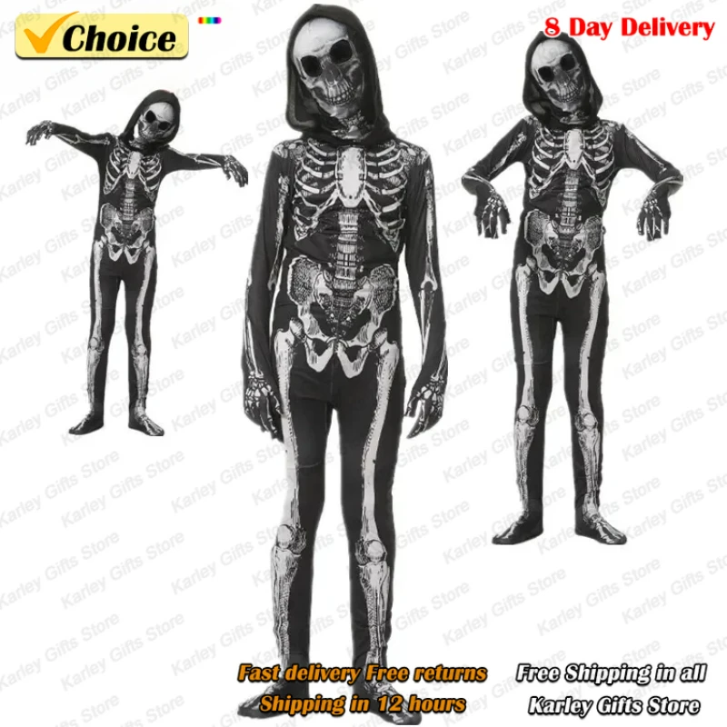 

Halloween Skeleton Costume Child Play Costume Child Skeleton Tights Grim Reaper Horror Costume Skeleton Onesie