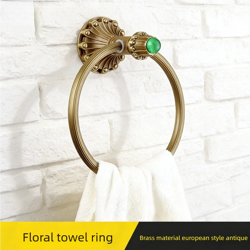 

Vintage carved copper towel hanger, bathroom wall towel ring