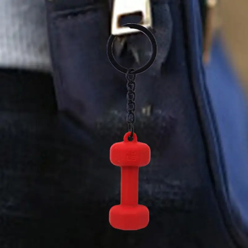 Dumbbell shaped Keychain Creative Colorful PVC Key Chain Ring Delicate And Exquisite Outdoor Sports Exercise Pendant