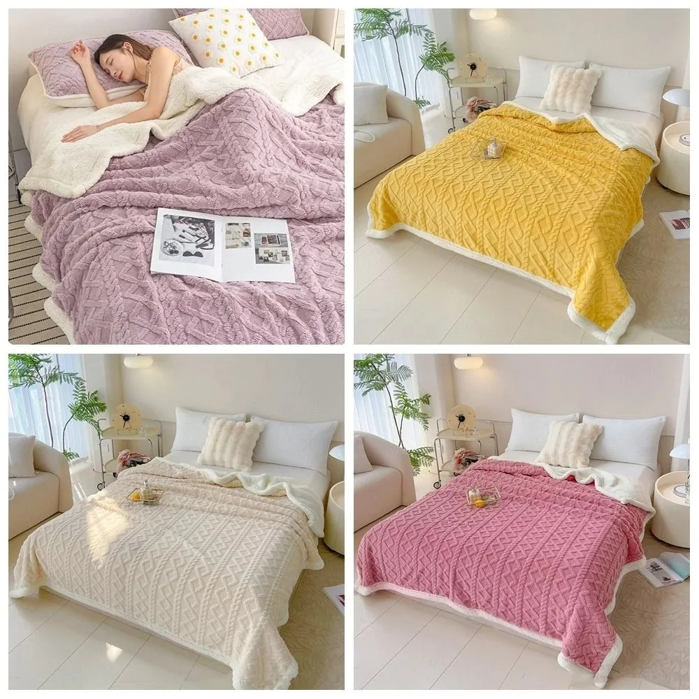 

Однотонное коралловое бархатное одеяло, утолщенное жаккардовое фланелевое одеяло с ромбами, теплое мягкое офисное одеяло для сна, дорожное одеяло