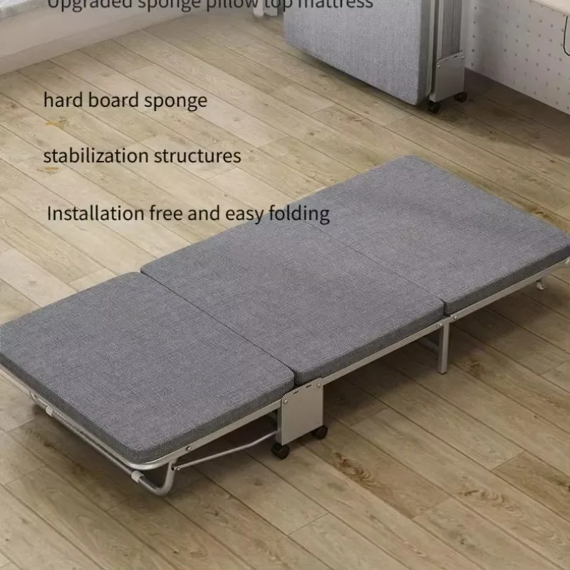 Office Folding Single Bed Metal Frame Camping Adjustable Portable Folding Bed Hardboard Tri-folding Beds With Mattress