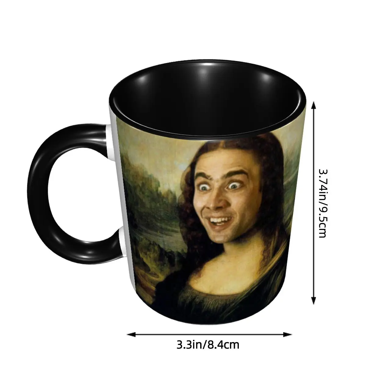 Nicolas Cage Mona Lisa Funny Meme Coffee Mug DIY Custom Ceramic Milk Tea Mug