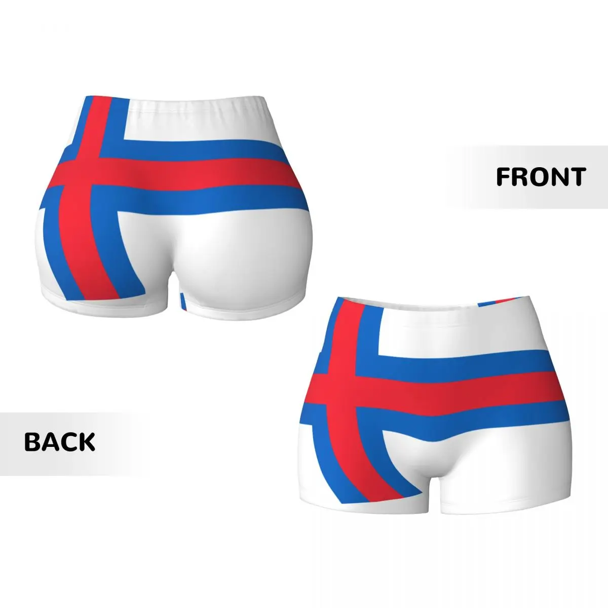 Shorts de ioga estilo bandeira ilha Faroe para mulheres, Scrunch Booty Butt Lifting, conforto fitness ginásio shorts