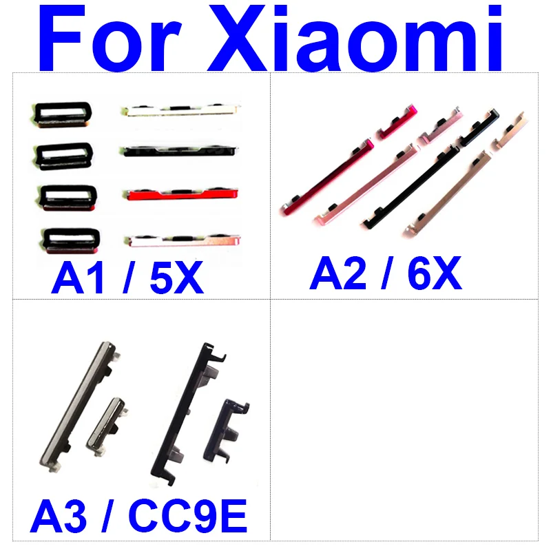 on/off Power Volume Side Button For Xiaomi Mi 5X 6X CC9E A1 A2 A3 Power Volume Up And Down Side Key Button Replacement Parts