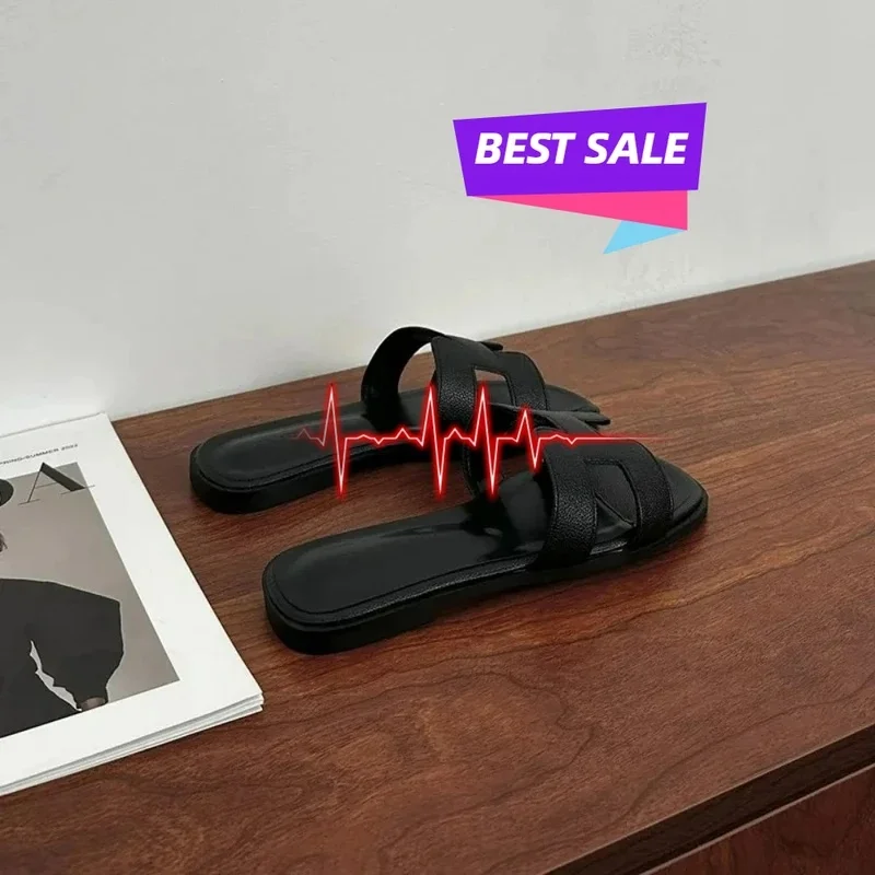 Women Flat Sandals Summer Open Toe Slip‑on Beach Sandals Ladies Casual Soft Sole Non‑Slip Walking Sandalias