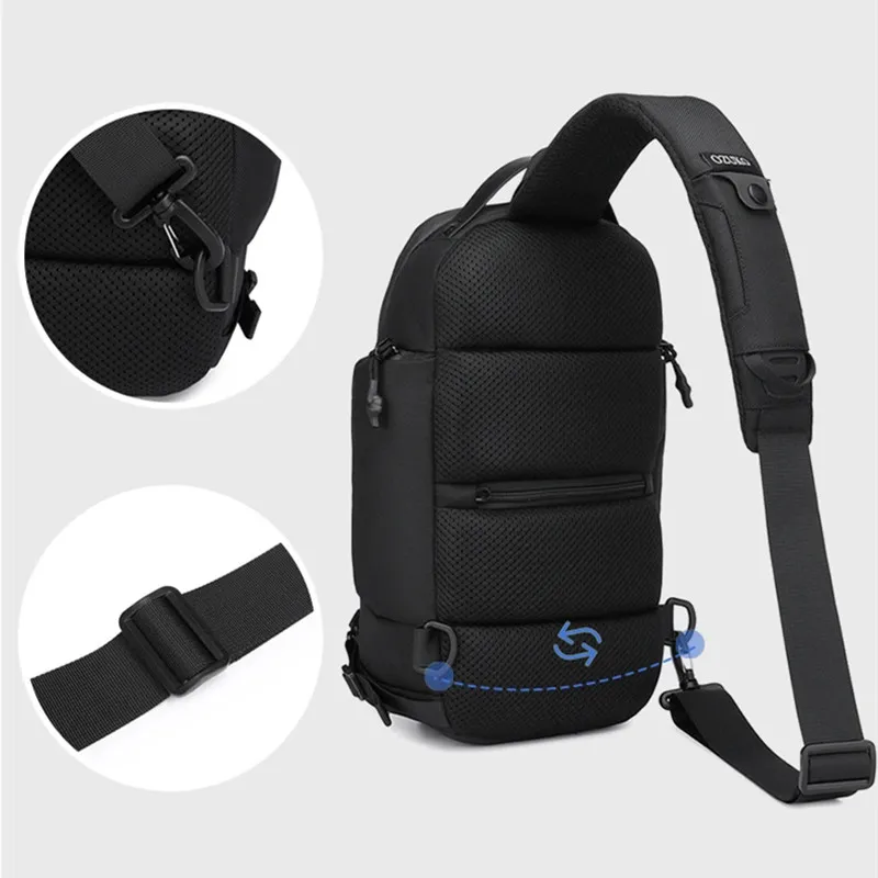 Ozuko Unique Design Large Capacity Chest Bag Waterproof Casual Sling Bag Men Crossbody Adjustable Strap Leisure Shoulder Bag