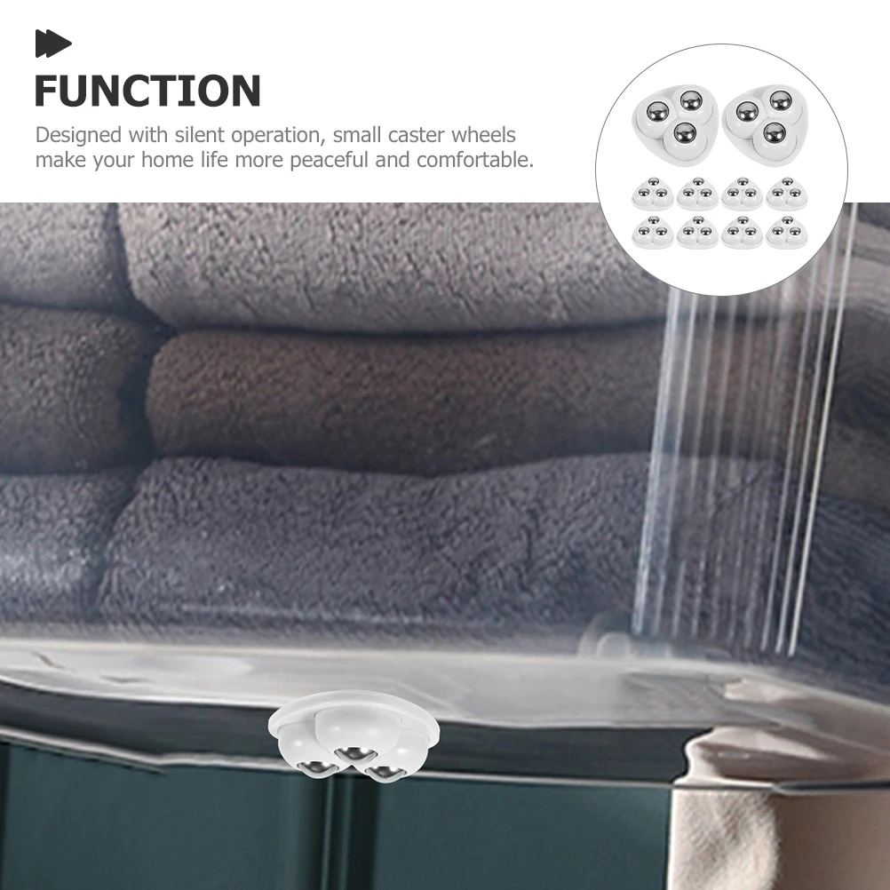 

16pcs White Self Adhesive Caster Wheels 360 Degree Swivel Silent Mini Casters for Furniture Small Appliance Wheels Portable