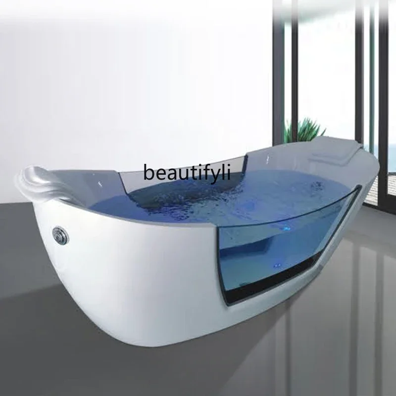 

xxAcrylic Bathtub Bath Transparent Window Bathtub Massage Spa Bubble Bath Comfortable