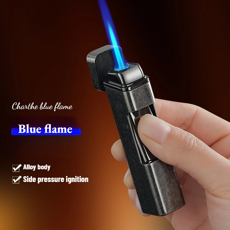 

New Metal Press Blue Flame Direct Windproof Red Flame Inflatable Lighter Personalized Trendy Men's Gift Cigarette Lighter