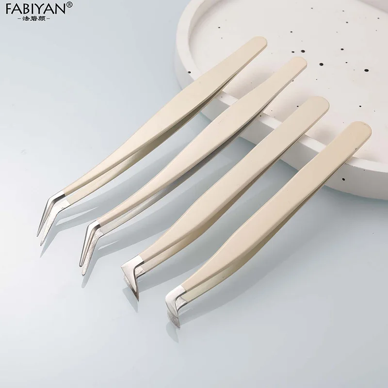 Stainless Steel False Eyelashes Tweezers High Precision Clip Eyelash Extension Tweezers Suitable For Beginners Makeup Tools