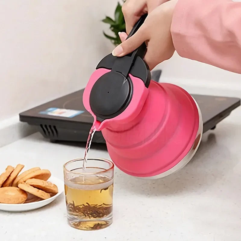 1pcs Creative Portable Silicone Kettle Outdoor Multifunctional Folding Coffee Maker 1500ml Travel Camping Kettle