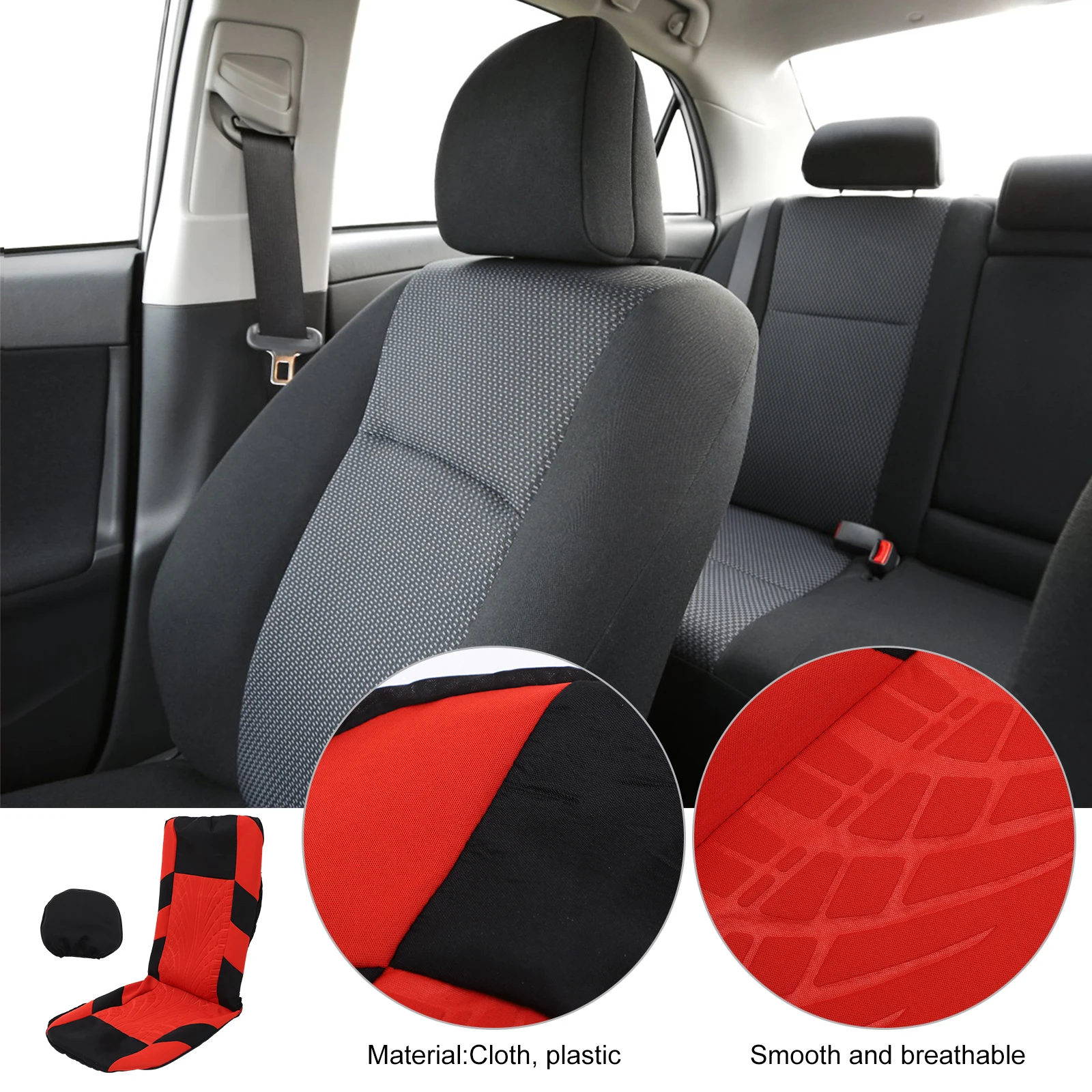 

1 Set Car Seat Cover Striped Pattern Reusable Washable Breathable Compatible Universal Fit For Car Truck Van Suv Front