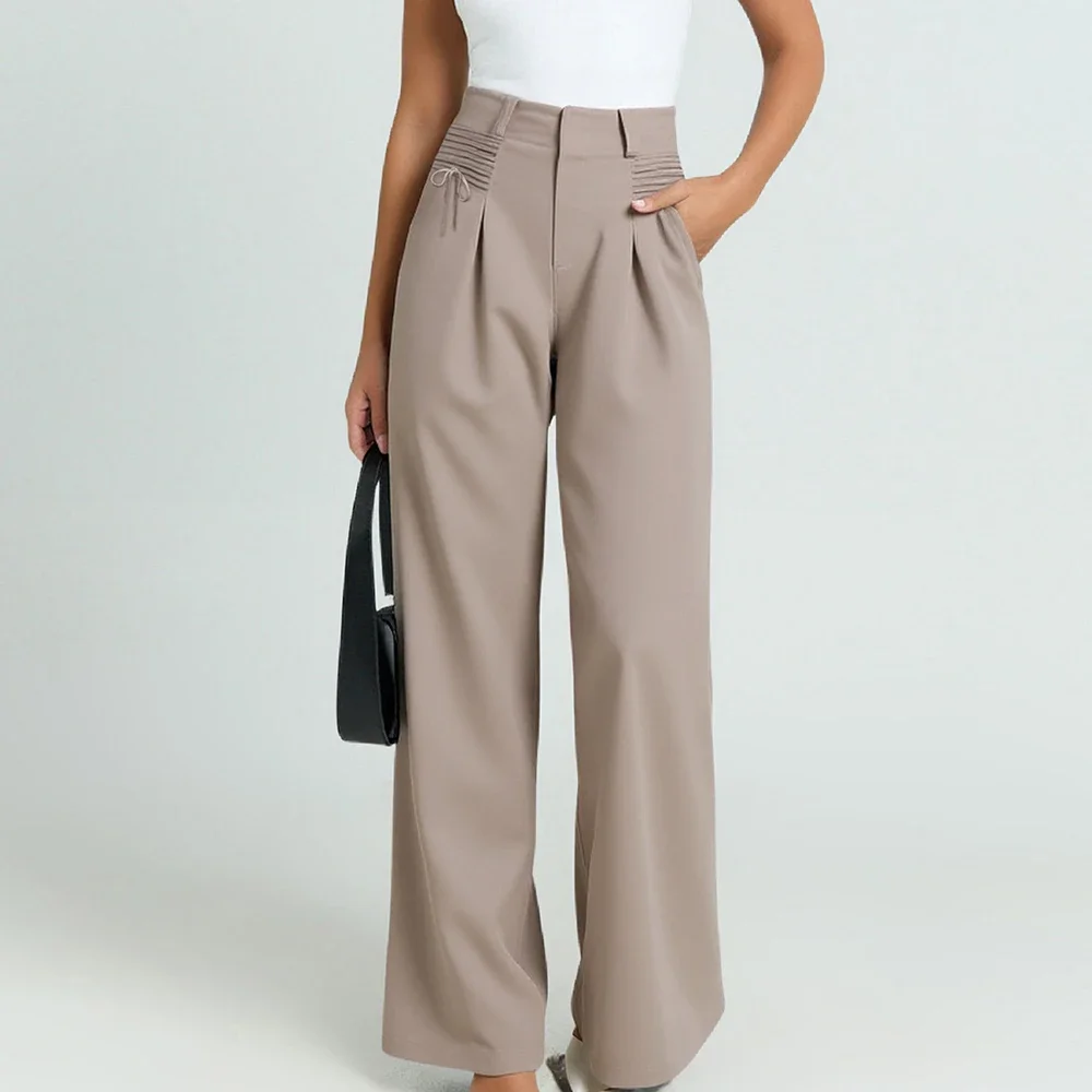 Pantaloni Summer Office Lady Pantaloni basic quotidiani alla caviglia in vita naturale tinta unita semplici per le donne