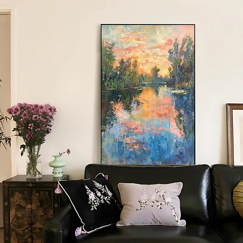 

Impasto Monet Vibrant Naturalistic Scenery Wall Art Canvas Painting Home Livingroom Decor Unframed
