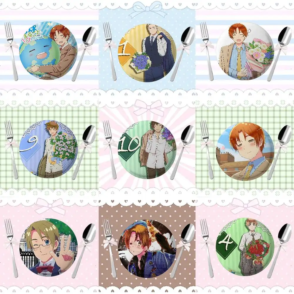 

Anime H-Hetalia World Stars Brooches Stylish Ornament Pins Exquisite Round Badge Bag Accessories Jewelry Gifts