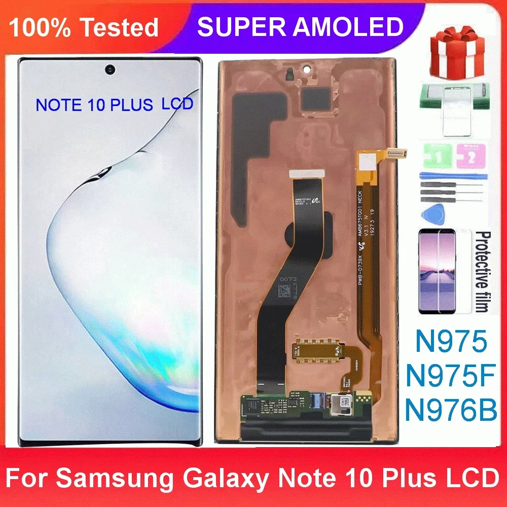 

Super AMOLED For Samsung Galaxy Note 10 Plus N975 N975F N976B LCD Display Touch Screen Digitizer With defect screen 100% testing