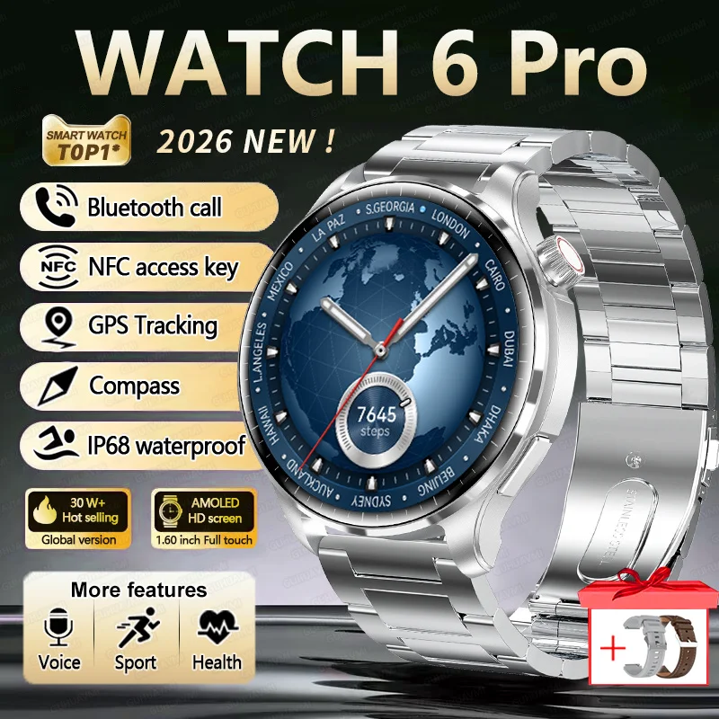 2026 Nieuwe GPS SmartWatch BluetoothCall IP68 Waterdicht AMOLED Scherm Aangepaste AOD Wijzerplaat Sport Smartwatch Mannen Vrouwen Android iOS