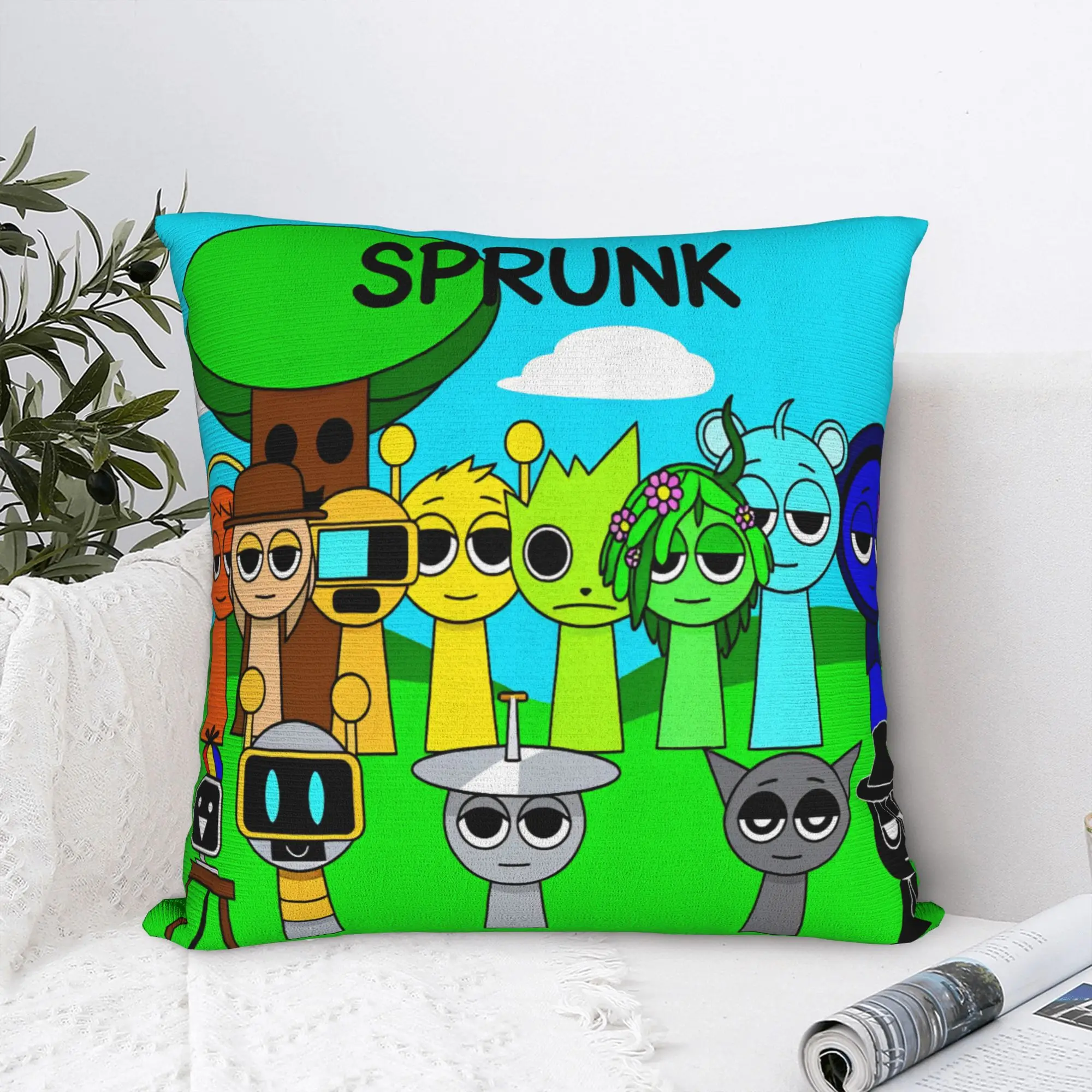 Sprunki Game Square Pillowcases Polyester Couch Anime Music Cushion Case Cute Decorative Pillowcase 40*40