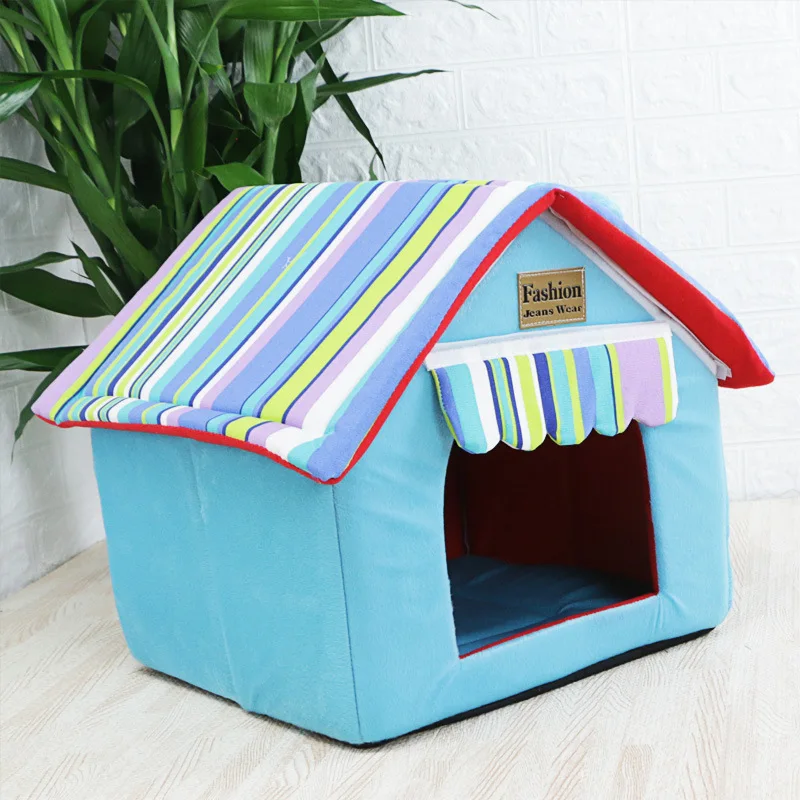 Lovely Pet Dog Cat Pink Bed Doggy Removable House Puppy Winter Warm Soft Beds Dogs Cats Kennels Sofas Products