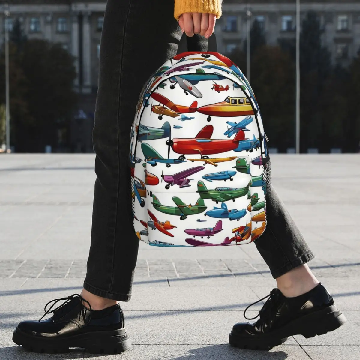 Cartoon Airplane Aviation Themed Backpack Student BookBag Kids School Bag Laptop Shoulder Bags for Boys Girls