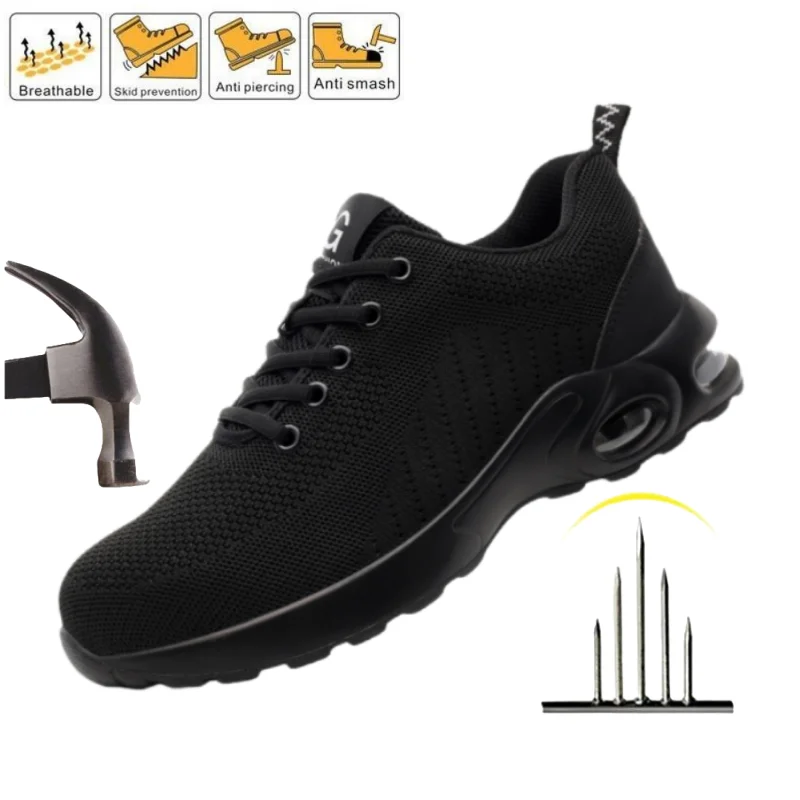 

Steel Toe Lightweight Breathable Sneaker Trail Running Shoes Outdoor Anti-puncture Slip Resistant Security Protective Shoes