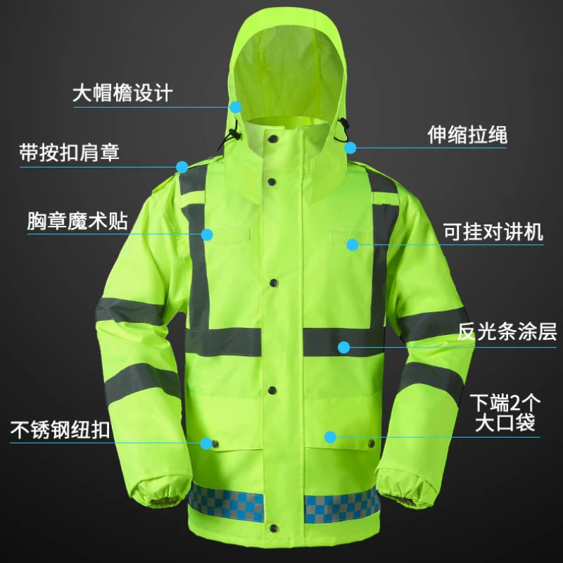 Thicken Raincoats Waterproof Rain Jacket Pants Rainsuit with Reflective Stripes Outdoor Motorcycle Riding Impermeable Rain Coats