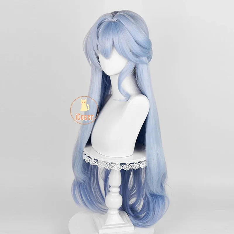 Game Robin Cosplay Wig Honkai Star Rail 96CM Long Blue Hair Wings Headwear Singer Halloween Party for Women Girl Props iCoser