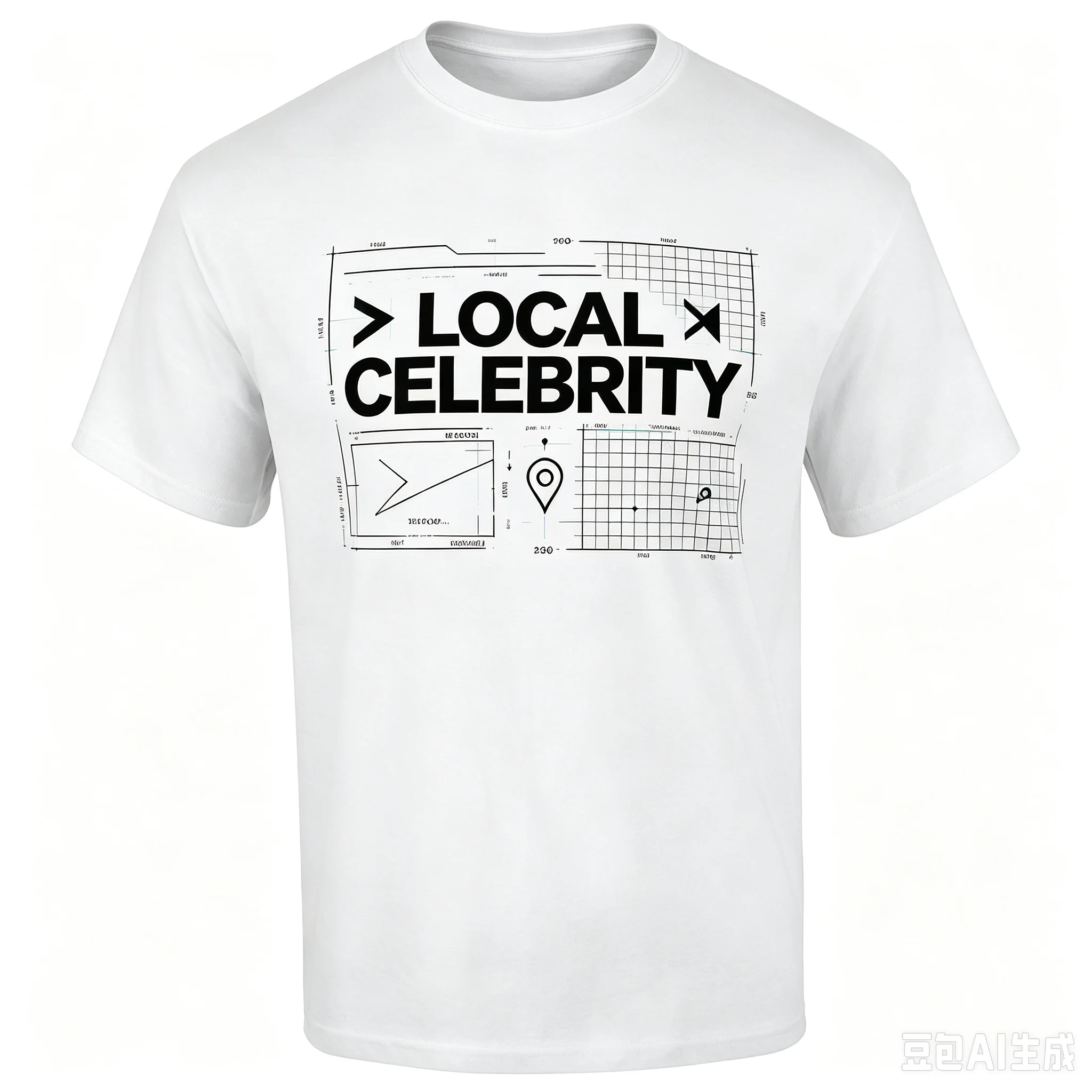 Men LOCAL CELEBRITY Graphic T‑Shirt Tech Grid Map Print Casual Crew Neck Short Sleeve Tee