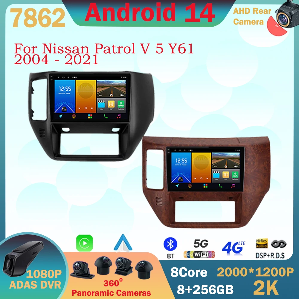 

9 inch Android 14 Car Radio For Nissan Patrol V 5 Y61 2004 -2021 Multimedia Video Player Navigation GPS CarPlay Auto No 2Din DVD