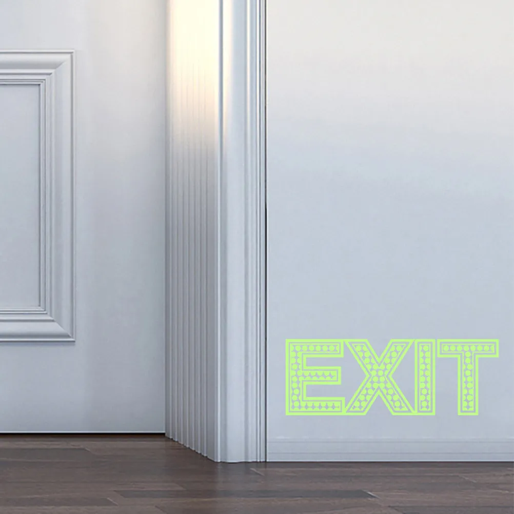 

3Pcs Exit Photoluminescent Stickers Glow in Dark Light Green Fluorescent Emergency Exit Wall Decals Smooth Surface Use